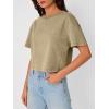imageTrendy Queen Womens Crop Tops Short Sleeve TShirts Acid Wash Casual Summer Clothes Trendy Comfy 2026 Workout Baggy Soft TeesKhaki