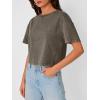 imageTrendy Queen Womens Crop Tops Short Sleeve TShirts Acid Wash Casual Summer Clothes Trendy Comfy 2026 Workout Baggy Soft TeesLightbrown