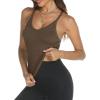 imageTrendy Queen Womens Racerback Ribbed Tank Tops Soft Stretch V Neck Workout Casual Tops Summer Sleeveless Crop CamisoleCoffee