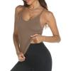 imageTrendy Queen Womens Racerback Ribbed Tank Tops Soft Stretch V Neck Workout Casual Tops Summer Sleeveless Crop CamisoleCoffeegrey