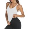 imageTrendy Queen Womens Racerback Ribbed Tank Tops Soft Stretch V Neck Workout Casual Tops Summer Sleeveless Crop CamisoleWhite