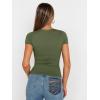 imageTrendy Queen Womens Square Neck Tops Double Lined Going Out Short Sleeve Shirts Slim Fit Cute TShirts Summer VacationArmygreen