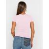 imageTrendy Queen Womens Square Neck Tops Double Lined Going Out Short Sleeve Shirts Slim Fit Cute TShirts Summer VacationBabypink