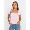 imageTrendy Queen Womens Square Neck Tops Double Lined Going Out Short Sleeve Shirts Slim Fit Cute TShirts Summer VacationBabypink