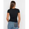 imageTrendy Queen Womens Square Neck Tops Double Lined Going Out Short Sleeve Shirts Slim Fit Cute TShirts Summer VacationBlack
