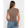 imageTrendy Queen Womens Square Neck Tops Double Lined Going Out Short Sleeve Shirts Slim Fit Cute TShirts Summer VacationCoffeegrey