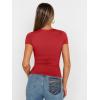 imageTrendy Queen Womens Square Neck Tops Double Lined Going Out Short Sleeve Shirts Slim Fit Cute TShirts Summer VacationRed