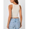 imageTrendy Queen Womens Tank Tops Crop Camisole Summer Fashion Sleeveless Ribbed Workout Basic Going Out Gym Spring Clothes 2026Beige