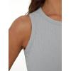 imageTrendy Queen Womens Tank Tops Summer Fashion 2026 Workout Ribbed Sleeveless High Neck Beach Vacation Oufits ClothesGrey