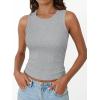 imageTrendy Queen Womens Tank Tops Summer Fashion 2026 Workout Ribbed Sleeveless High Neck Beach Vacation Oufits ClothesGrey