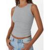 imageTrendy Queen Womens Tank Tops Summer Fashion 2026 Workout Ribbed Sleeveless High Neck Beach Vacation Oufits ClothesGrey