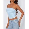 imageTrendy Queen Womens Y2K Tube Tops Butter Soft NonSlip Strapless Crop Top Stretchy Bandeau Summer ClothesBlue White Stripe