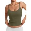 imageTrendy Queen Double Lined Adjustable Spaghetti Strap Tank Top for Women Cute Summer Basic Crop Top for Teen Workout Going OutArmygreen