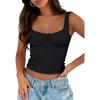 imageTrendy Queen Summer Tops for Women Teen Girls Cute Crop Tank Top Going Out Y2K Basic Bow Clothes Square Neck 2026 CamisoleBlack