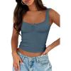 imageTrendy Queen Summer Tops for Women Teen Girls Cute Crop Tank Top Going Out Y2K Basic Bow Clothes Square Neck 2026 CamisoleHazeblue