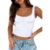 imageTrendy Queen Summer Tops for Women Teen Girls Cute Crop Tank Top Going Out Y2K Basic Bow Clothes Square Neck 2026 CamisoleWhite