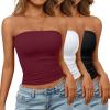 imageTrendy Queen Womens 3 Pack Strapless Bandeau Going Out Crop Tube TopsBlack white burgundy