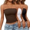 imageTrendy Queen Womens 3 Pack Strapless Bandeau Going Out Crop Tube TopsBlack white chocolate