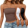 imageTrendy Queen Womens 3 Pack Strapless Bandeau Going Out Crop Tube TopsBlack white coffee