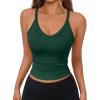 imageTrendy Queen Womens Racerback Ribbed Tank Tops Soft Stretch V Neck Workout Casual Tops Summer Sleeveless Crop CamisoleDarkgreen