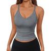 imageTrendy Queen Womens Racerback Ribbed Tank Tops Soft Stretch V Neck Workout Casual Tops Summer Sleeveless Crop CamisoleDarkgrey
