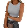 imageTrendy Queen Womens Tank Tops Summer Fashion 2026 Workout Ribbed Sleeveless High Neck Beach Vacation Oufits ClothesGrey