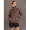 imageTrendy Queen Womens Sweatshirts Quarter Half Zip Pullover Hoodies Fall Fashion 2026 Winter Fleece Jackets SweatersBrown