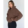 imageTrendy Queen Womens Sweatshirts Quarter Half Zip Pullover Hoodies Fall Fashion 2026 Winter Fleece Jackets SweatersBrown