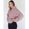 imageTrendy Queen Womens Sweatshirts Quarter Half Zip Pullover Hoodies Fall Fashion 2026 Winter Fleece Jackets SweatersDarkpink