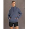 imageTrendy Queen Womens Sweatshirts Quarter Half Zip Pullover Hoodies Fall Fashion 2026 Winter Fleece Jackets SweatersGreyblue