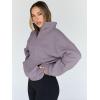 imageTrendy Queen Womens Sweatshirts Quarter Half Zip Pullover Hoodies Fall Fashion 2026 Winter Fleece Jackets SweatersGreypurple