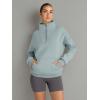 imageTrendy Queen Womens Sweatshirts Quarter Half Zip Pullover Hoodies Fall Fashion 2026 Winter Fleece Jackets SweatersLight Green