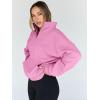 imageTrendy Queen Womens Sweatshirts Quarter Half Zip Pullover Hoodies Fall Fashion 2026 Winter Fleece Jackets SweatersPink