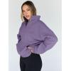 imageTrendy Queen Womens Sweatshirts Quarter Half Zip Pullover Hoodies Fall Fashion 2026 Winter Fleece Jackets SweatersPurple