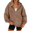 imageTrendy Queen Zip Up Hoodies for Women Oversized Acid Wash Sweatshirt Winter Fashion Jacket Cute Y2k Fall teen girls pulloverCoffee