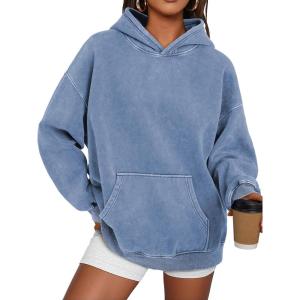 imageTrendy Queen Oversized Hoodies for Women Teen Girl Winter Sweatshirt Cute Acid Wash PulloverBlue