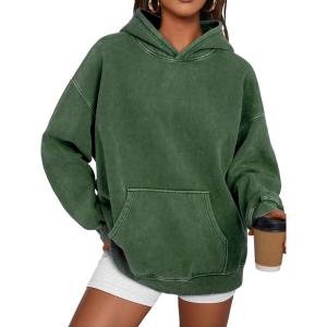 imageTrendy Queen Oversized Hoodies for Women Teen Girl Winter Sweatshirt Cute Acid Wash PulloverGreen