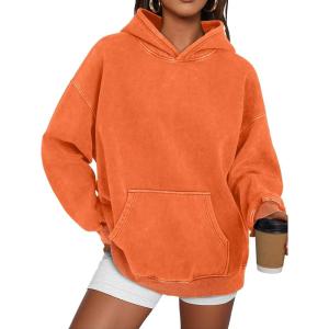 imageTrendy Queen Oversized Hoodies for Women Teen Girl Winter Sweatshirt Cute Acid Wash PulloverOrange