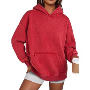 imageTrendy Queen Oversized Hoodies for Women Teen Girl Winter Sweatshirt Cute Acid Wash PulloverRed