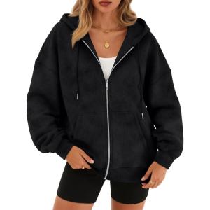 imageTrendy Queen Zip Up Hoodies for Women Oversized Acid Wash Sweatshirt Winter Fashion Jacket Cute Y2k Fall teen girls pulloverBlack