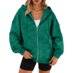 imageTrendy Queen Zip Up Hoodies for Women Oversized Acid Wash Sweatshirt Winter Fashion Jacket Cute Y2k Fall teen girls pulloverGreen