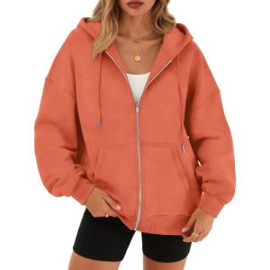 imageTrendy Queen Zip Up Hoodies for Women Oversized Acid Wash Sweatshirt Winter Fashion Jacket Cute Y2k Fall teen girls pulloverOrange