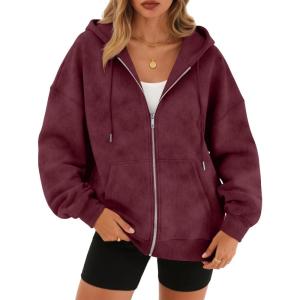 imageTrendy Queen Zip Up Hoodies for Women Oversized Acid Wash Sweatshirt Winter Fashion Jacket Cute Y2k Fall teen girls pulloverWinered
