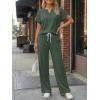 imageTrendy Queen 2 Piece Lounge Sets for Women Summer 2026 Henley Sweatsuit Travel Vacation Airport Outfits Pajamas SetsArmy Green