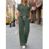 imageTrendy Queen 2 Piece Lounge Sets for Women Summer 2026 Henley Sweatsuit Travel Vacation Airport Outfits Pajamas SetsArmy Green