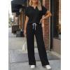 imageTrendy Queen 2 Piece Lounge Sets for Women Summer 2026 Henley Sweatsuit Travel Vacation Airport Outfits Pajamas SetsBlack