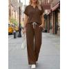 imageTrendy Queen 2 Piece Lounge Sets for Women Summer 2026 Henley Sweatsuit Travel Vacation Airport Outfits Pajamas SetsChocolate Brown