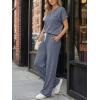 imageTrendy Queen 2 Piece Lounge Sets for Women Summer 2026 Henley Sweatsuit Travel Vacation Airport Outfits Pajamas SetsDusty Blue