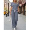 imageTrendy Queen 2 Piece Lounge Sets for Women Summer 2026 Henley Sweatsuit Travel Vacation Airport Outfits Pajamas SetsDusty Blue