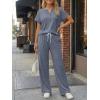 imageTrendy Queen 2 Piece Lounge Sets for Women Summer 2026 Henley Sweatsuit Travel Vacation Airport Outfits Pajamas SetsDusty Blue